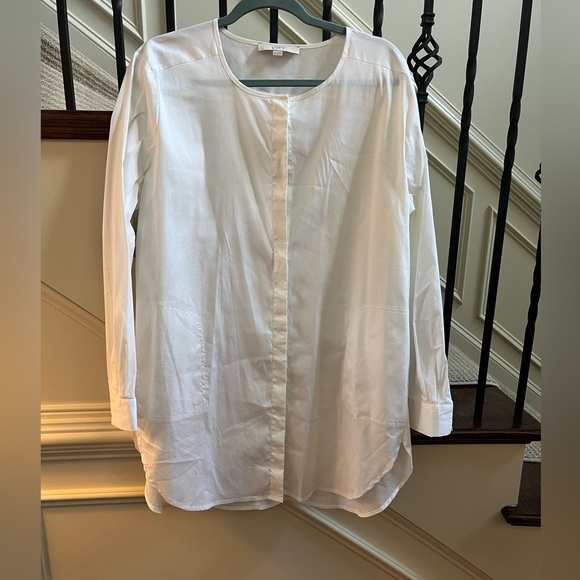 LOFT Tops - 💚Ann Taylor Loft White Long Sleeve Blouse tunic XL